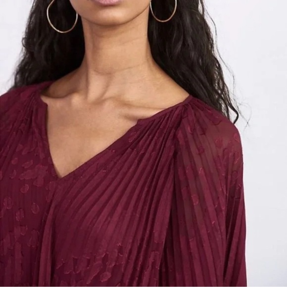 NWT Anthropologie Toulon BellSleeve Pleated Burnout
Mini Dress Plum Size s - Picture 3 of 7